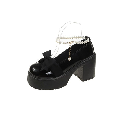 Lolita Shoes Women Japanese Girl Platform Black High Heels Fashion Mary Jane Chunky Platform Shoes Cosplay Female Sandals
