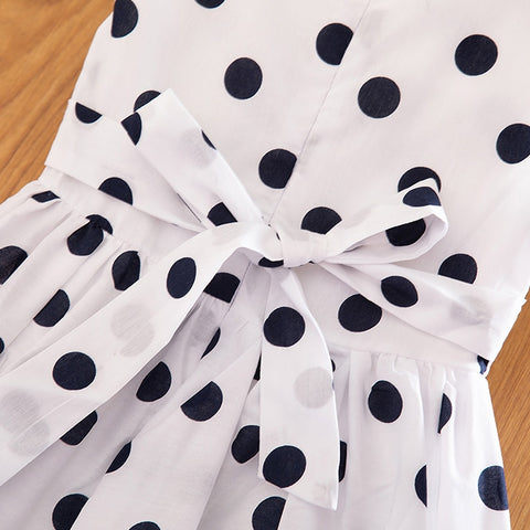 3-12 Years Girls Polka-Dot Dress 2023 Summer Sleeveless Bow Ball Gown Clothing Kids Baby Princess Dresses Children Clothes