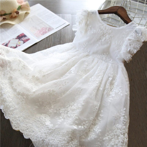 New Girls Elegant Dress Wedding Party Princess Dress Casual Girls Clothes Long Sleeves Flower Embroidery Children's Vestido 3 8Y