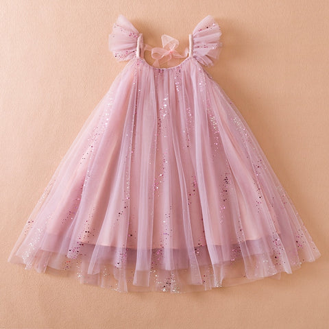 Girl Sequin Rainbow Princess Dress 3 6 8 Yrs Fancy Kids Unicorn Mesh Party Cake Clothes Toddler Girl Summer New Birthday Costume