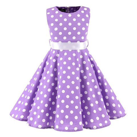 Children Summer Dresses Sleeveless Polka Dot Flower Performance Dress Retro Clothes Big Girls Fashion  Party Vestido Princesa