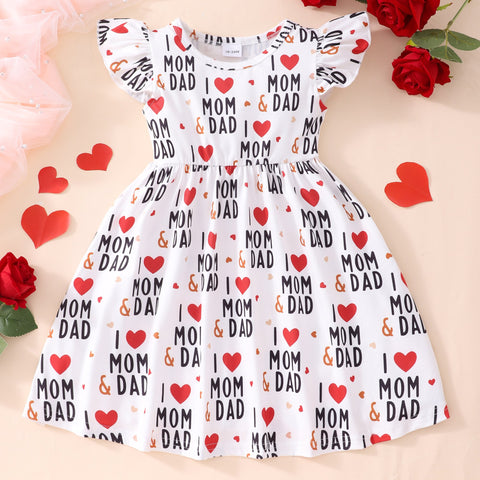 Flying Sleeve Dress Baby Girls Kids Party Tutu Ruffle Rainbow Dinosaur Dress Cotton Newborn Costume for 2-9Y