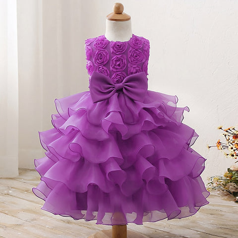 Flower Party Dress for Girl Sleeveless Elegant Birthday Princess Tutu Gown Wedding Evening Formal Prom Kid's Dresses for 3-10 Yr