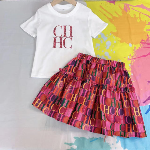 Light Luxury Children's Wear New Baby Girls' Dress Summer Fashion Breast Pin Letter Flying Sleeve Dress Cotton Evening Dress