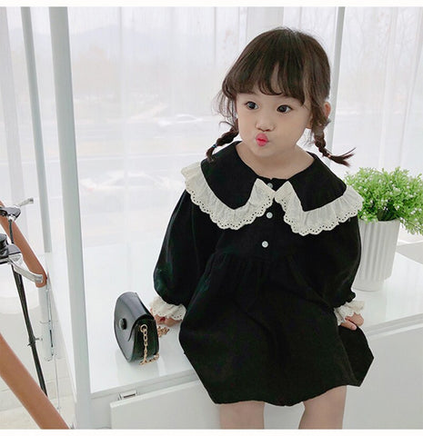 Girls Summer Dress Solid Color Girl Child Dress Long Sleeve Children Party Dresses Casual Style Costumes For Girls