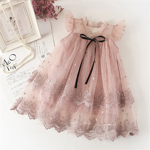3-12 Years Girls Polka-Dot Dress 2023 Summer Sleeveless Bow Ball Gown Clothing Kids Baby Princess Dresses Children Clothes