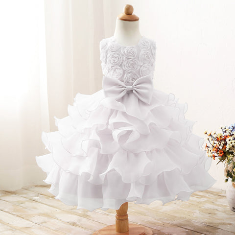 Flower Party Dress for Girl Sleeveless Elegant Birthday Princess Tutu Gown Wedding Evening Formal Prom Kid's Dresses for 3-10 Yr