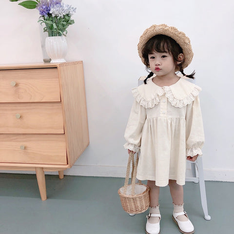 Girls Summer Dress Solid Color Girl Child Dress Long Sleeve Children Party Dresses Casual Style Costumes For Girls