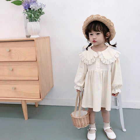 Girls Summer Dress Solid Color Girl Child Dress Long Sleeve Children Party Dresses Casual Style Costumes For Girls