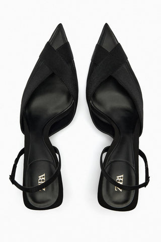 2023 Summer New Women's Shoes Pointed Toe Shallow Mouth Single Shoes Baotou Sandals Black Mesh Open Heel High Heels Fine Heeled