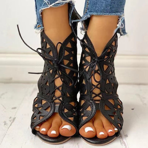 2023 Woman Summer Shoelaces Gladiator Boot Sandals  Leisure Wedge Heel Comfort Women Shoes R