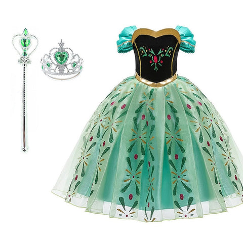 Little Girls Princess Dress Children Anna Costume for Carnival Kids Snow Queen Holiday Birthday Party Dress Girl Fancy Clothes