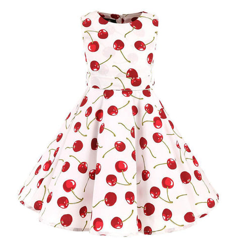 Children Summer Dresses Sleeveless Polka Dot Flower Performance Dress Retro Clothes Big Girls Fashion  Party Vestido Princesa