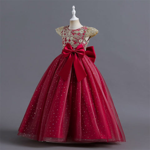 Baby Girl Dress Sequin Big Bow Birthday Party Wedding Dress For Girl Princess Evening Dresses Kids Clothes 4-14 Years