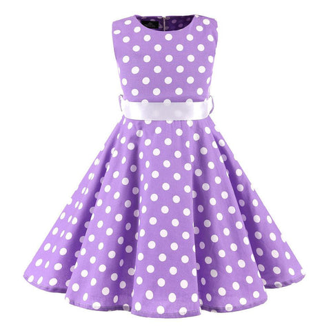 Children Summer Dresses Sleeveless Polka Dot Flower Performance Dress Retro Clothes Big Girls Fashion  Party Vestido Princesa