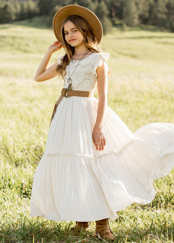 3-14 years Girls Lace Bohemia Long Dresses Baby Kids Flower Wedding Princess Party Dress Vestidos Costume Children Clothing
