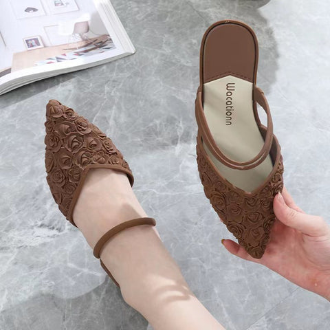 Thick Heel Sandals Plastic Material Waterproof Two Wear Slope Plastic Fashion Net Infrared Pointed Casual Shoes