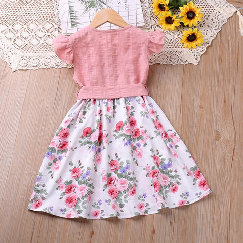 Humor Bear Girls Dress Flower Printed Princess Party Dress Toddler Children Clothes Kids Clothes For 2-6 Years