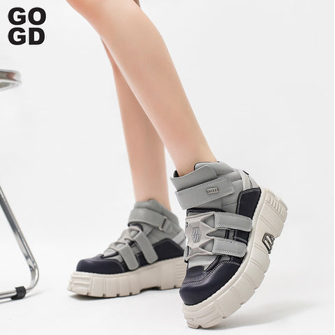 GOGD Brand Fashion Women's Platform Ankle Boots 2023 New Dark Punk Style High Heels Metal Decoration Design Y2k Gothic Shoes INS