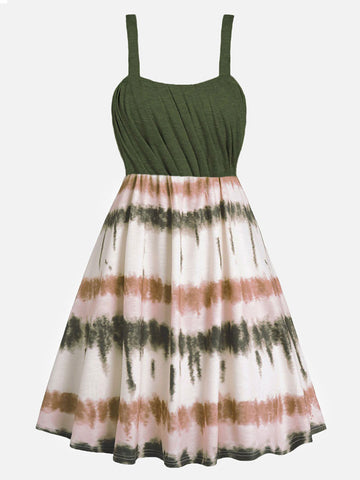 Loose Casual Summer Tie Dye Ruffled Sleeveless Mini Dress Women Spaghetti Strap Dresses Women Clothing Bodycon Vestidos Female