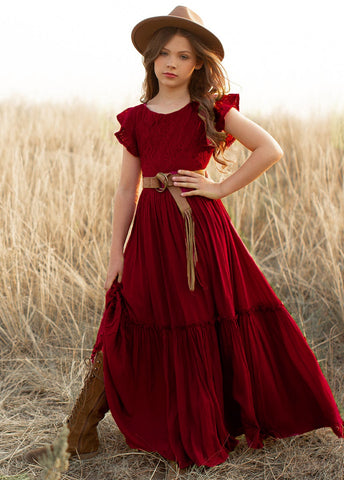3-14 years Girls Lace Bohemia Long Dresses Baby Kids Flower Wedding Princess Party Dress Vestidos Costume Children Clothing