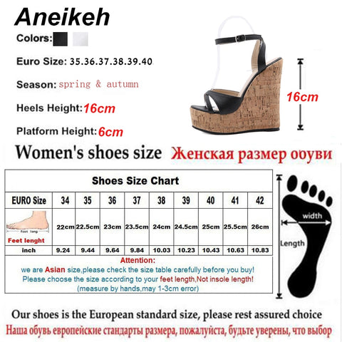 Aneikeh NEW Sexy Shoes For Women 2023 Fashion Platform Sewing Wedges High Heels Patchwork Retro Sandals Summer Femmes Chaussures