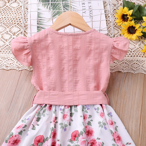 Humor Bear Girls Dress Flower Printed Princess Party Dress Toddler Children Clothes Kids Clothes For 2-6 Years