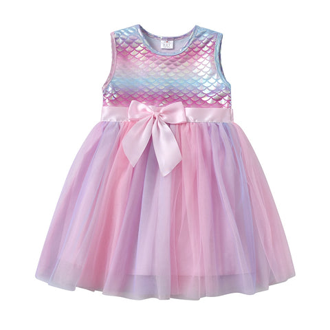 VIKITA Girls Summer Sleeveless Dress Children Birthday Party Tutu Dress Kids Cotton Costume Baby Girl Princess Dress  Clothes