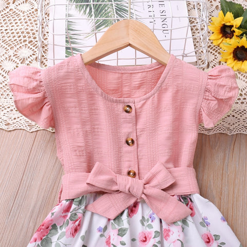 Humor Bear Girls Dress Flower Printed Princess Party Dress Toddler Children Clothes Kids Clothes For 2-6 Years