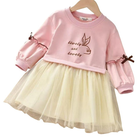 Baby Girls Dress Princess Autumn Sweater Fleece Gauze Tutu Dresses Children Clothing Long Sleeve Rainbow Stripes Dress For Girls
