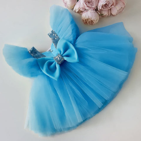 Girls Rose Red Party Princess Dress Kids Sequined Shiny Bithday Ceremony Clothes Children Tulle Ball Gown For Wedding Size 3-8T