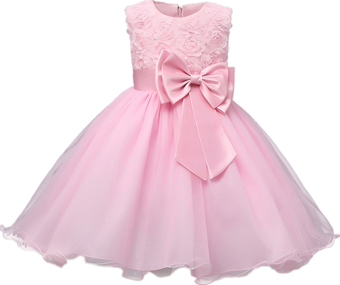 Flower Girls Dress Sleeveless Cute Bow Children Birthday Wedding Princess Party Gowns Sequins Kids Girls Formal Prom Dress