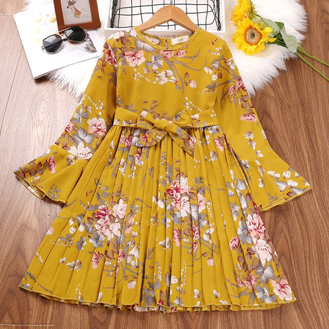 2023 New Autumn Spring Flower Princess Dresses For Girl 4-12 Years Full Sleeve Teenager Children Birthday Present Clothes