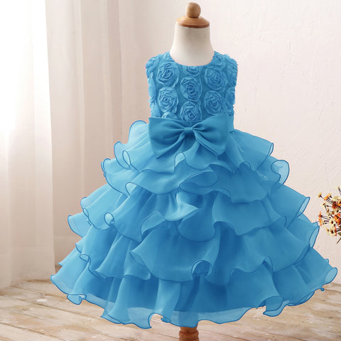 Flower Party Dress for Girl Sleeveless Elegant Birthday Princess Tutu Gown Wedding Evening Formal Prom Kid's Dresses for 3-10 Yr
