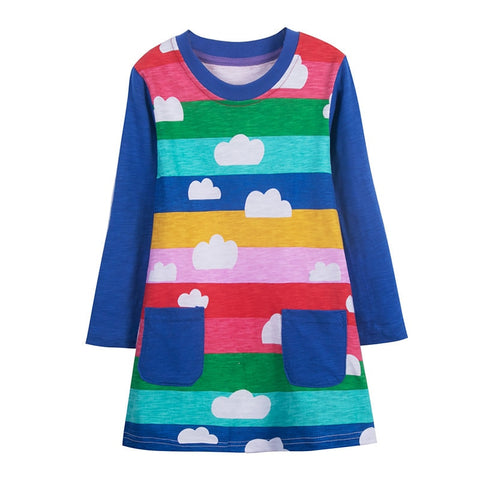 Jumping Meters Autumn Winter Children's School Dresses Long Sleeve Animals Embroidery Toddler Kids Frocks Costume Party Dress