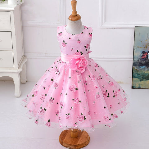 2023 Summer Kids Dresses For Girls Clothing Flower Toddler Girl Dress Pink Birthday Princess Dress Party Wedding Dress 2 3 Year