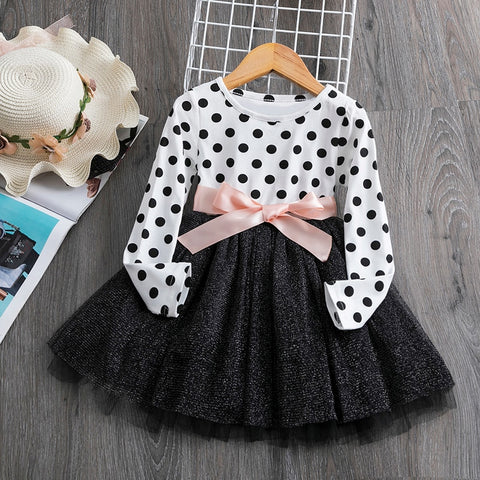 Sequin Girls Princess Party Dresses for 3-8 Yrs Kids Birthday Wedding Evening Prom Gown Spring Fall Long Sleeve Children's Dress