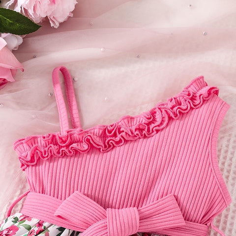 Dress For Kids 1 - 6 Years old Birthday Summer Ruffles Floral Off Shoulder Sleeveless Kids Princess Dresses Ootd For Baby Girl
