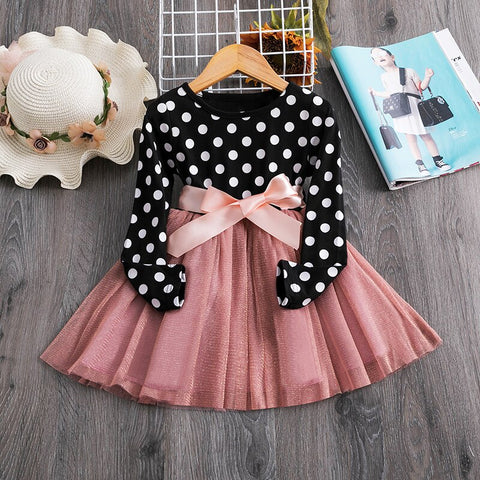 New Girls Elegant Dress Wedding Party Princess Dress Casual Girls Clothes Long Sleeves Flower Embroidery Children's Vestido 3 8Y
