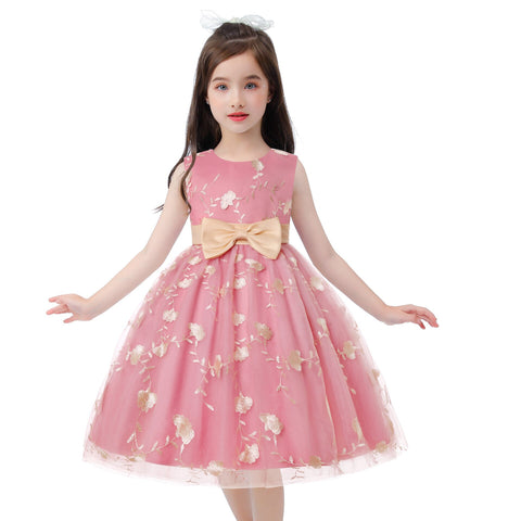 Bow Girls Dress Summer Mesh Elegant Tutu Party Costume Birthday Princess Dress 3 4 5 6 7 8 9 10 Years Old Kids Girl Clothes