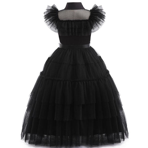 Wednesday Addams Costume Girls For Kids Addam 2023 Vestidos Mesh Party Dresses Carnival Costume Wowan Halloween Costume