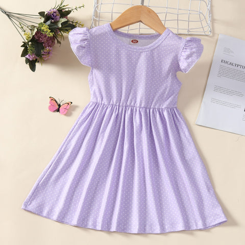 Summer Dress for Girls Lovely Cartoon Animal Dinosaur Flying Sleeve Kids Dresses Cotton Ruffles New Toddler Girl Clothes 1-7Y