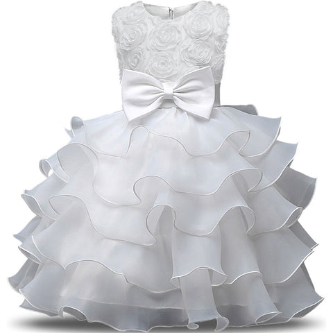0-8 Yrs Flower Girls Dress Wedding Birthday Dress First Communion Dresses for Girls Baby Girl Baptism Dress Tutu Party Vestidos