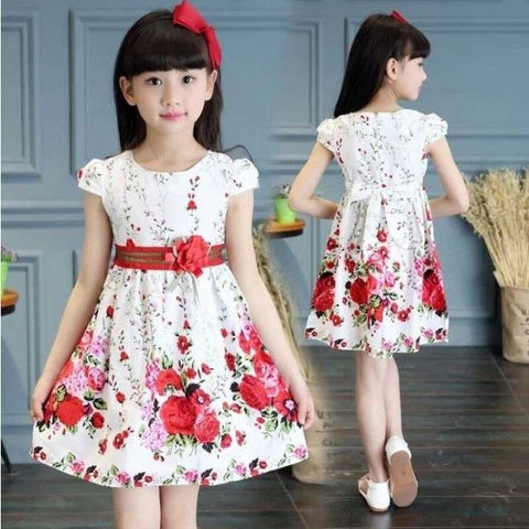 Flower Dress Girl Summer 2023 Birthday Party Sleeveless A-line Princess Tight Waist Dress Kids Clothes Girls 2 To 12 Zipper Cute