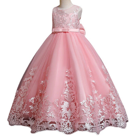 Girl Summer Lace Princess Dress Children Floral Gown Bow Dresses For Girls Clothing Kids Birthday Party Tutu Custome Vestidos
