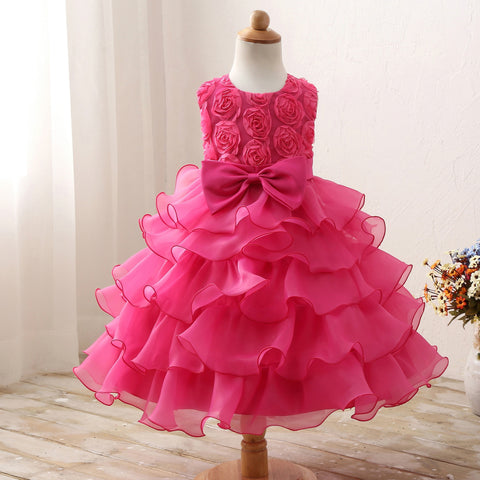Flower Party Dress for Girl Sleeveless Elegant Birthday Princess Tutu Gown Wedding Evening Formal Prom Kid's Dresses for 3-10 Yr