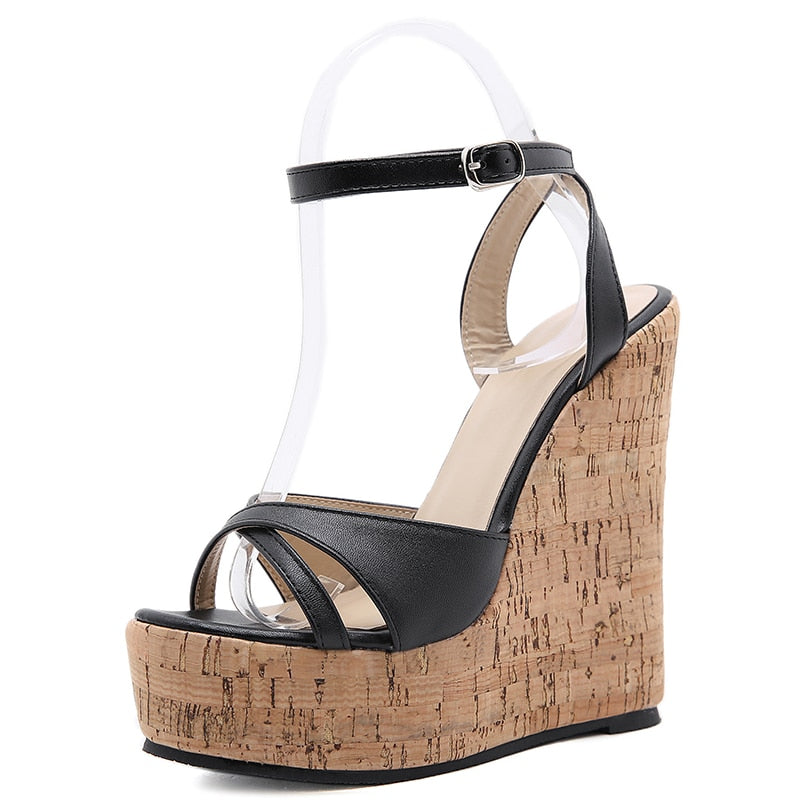 Aneikeh NEW Sexy Shoes For Women 2023 Fashion Platform Sewing Wedges High Heels Patchwork Retro Sandals Summer Femmes Chaussures