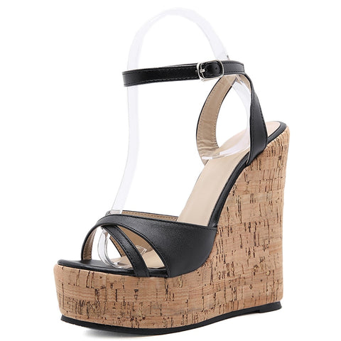 Aneikeh NEW Sexy Shoes For Women 2023 Fashion Platform Sewing Wedges High Heels Patchwork Retro Sandals Summer Femmes Chaussures