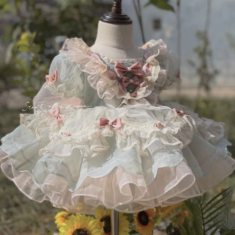 Girls Party Dresses Lolita Style  square collar Ball Gown Puff Sleeve Clothing for girls  Dress for baby Children"s Clothing