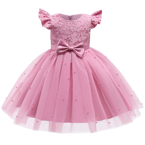Summer Baby Girls Birthday Embroidery Floral Bow Dress Flower Girl Princess Evening Wedding Formal Gown Kids Party Gala Dresses